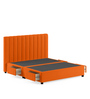 Nivi Fabric Upholstered King Size Bed in Vivid Orange Colour with Drawer Storage