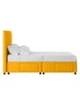 Nivi Fabric Upholstered King Size Bed in Bold Yellow Colour with Drawer Storage