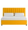 Nivi Fabric Upholstered King Size Bed in Bold Yellow Colour with Drawer Storage