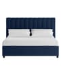 Nivi Fabric Upholstered Queen Size Bed in Royal Blue Colour with Drawer Storage