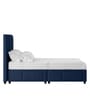 Nivi Fabric Upholstered Queen Size Bed in Royal Blue Colour with Drawer Storage