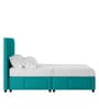 Nivi Fabric Upholstered Queen Size Bed in Wild Sea Green Colour with Drawer Storage