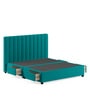 Nivi Fabric Upholstered Queen Size Bed in Wild Sea Green Colour with Drawer Storage