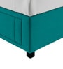 Nivi Fabric Upholstered Queen Size Bed in Wild Sea Green Colour with Drawer Storage