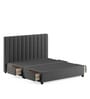 Nivi Fabric Upholstered Queen Size Bed in Charcoal Grey Colour with Drawer Storage