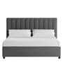 Nivi Fabric Upholstered Queen Size Bed in Charcoal Grey Colour with Drawer Storage