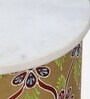 Nivritti Solid Wood End Table In Multi-Colour With Marble Top