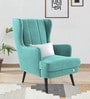 Niya Velvet Wing Chair In Aqua Blue Colour