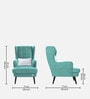 Niya Velvet Wing Chair In Aqua Blue Colour