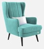 Niya Velvet Wing Chair In Aqua Blue Colour