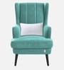 Niya Velvet Wing Chair In Aqua Blue Colour