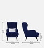 Niya Velvet Wing Chair In Indigo Blue Colour