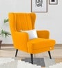 Niya Velvet Wing Chair In Saffron Yellow Colour