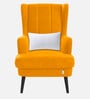 Niya Velvet Wing Chair In Saffron Yellow Colour