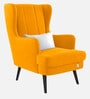 Niya Velvet Wing Chair In Saffron Yellow Colour