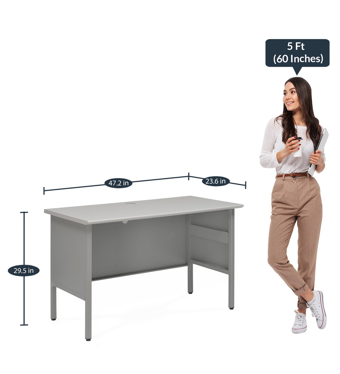 Buy Noah Office Table in Grey Finish By Nilkamal Online Work Stations