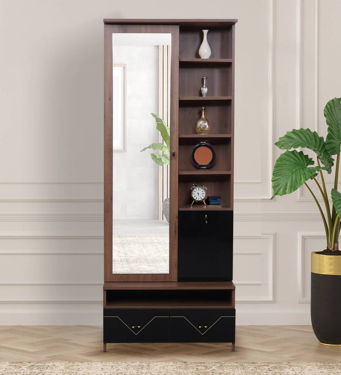 dressing table design black Oak Solid Wood Black rattan Makeup Vanity Table