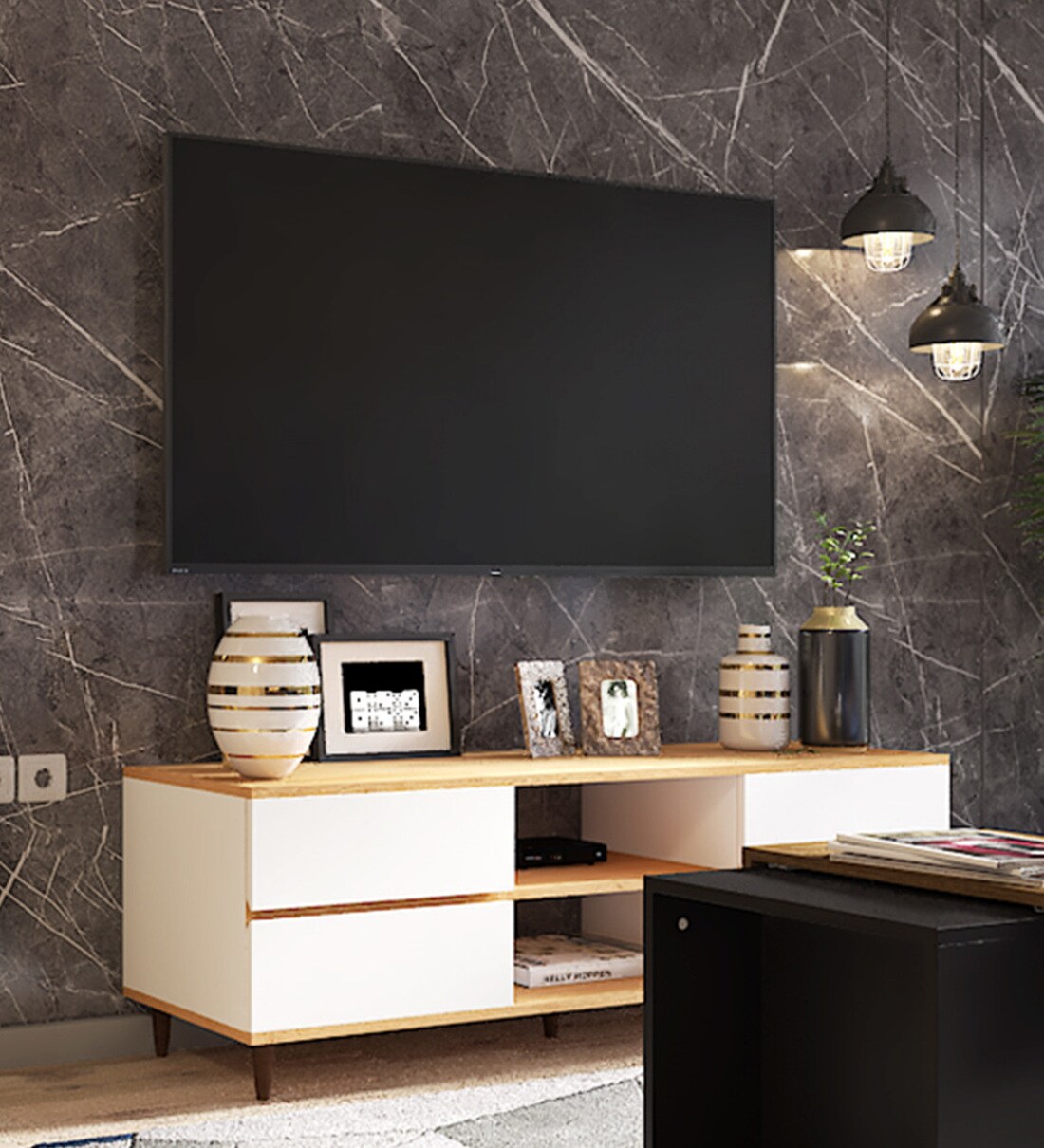 Buy Nolan Entertainment Unit for TV upto 55\in White & Brown Colour
