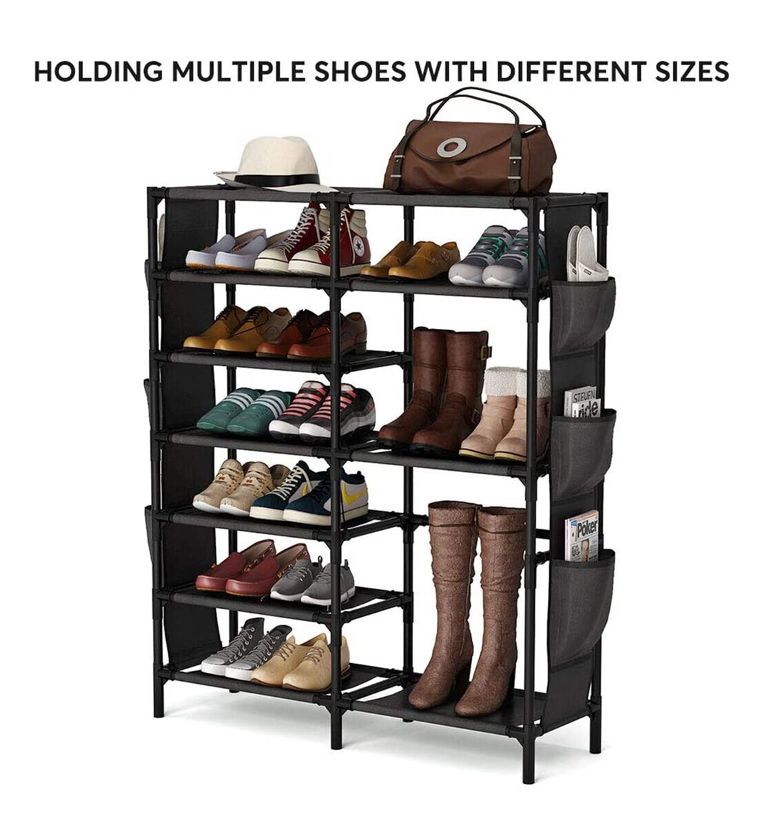 Buy Metal Open Shoe Rack in Black Finish by Aysis Online Open Shoe