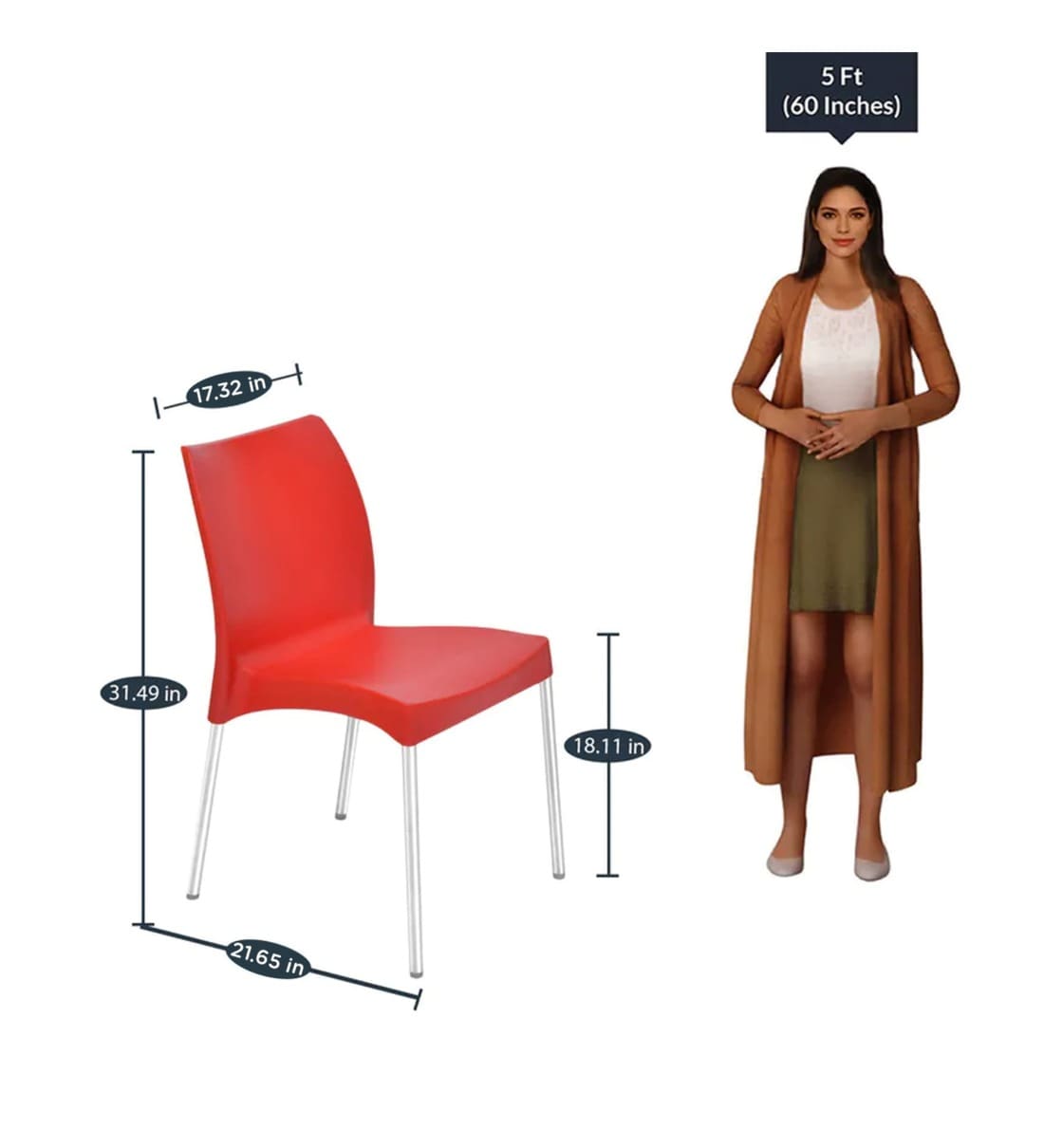 Buy Novella NS07SS Plain Plastic Chair in Bright Red Finish at 17