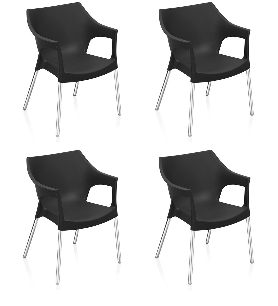 Buy Novella Plastic Chair (Set of 4) in Black by Nilkamal Online Plastic Chairs Plastic