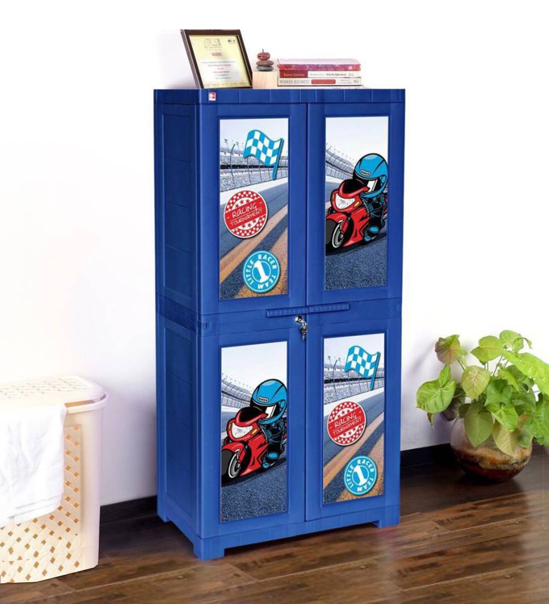 Buy Novelty Big Little Racer Kids Cupboard in Blue by Cello Online