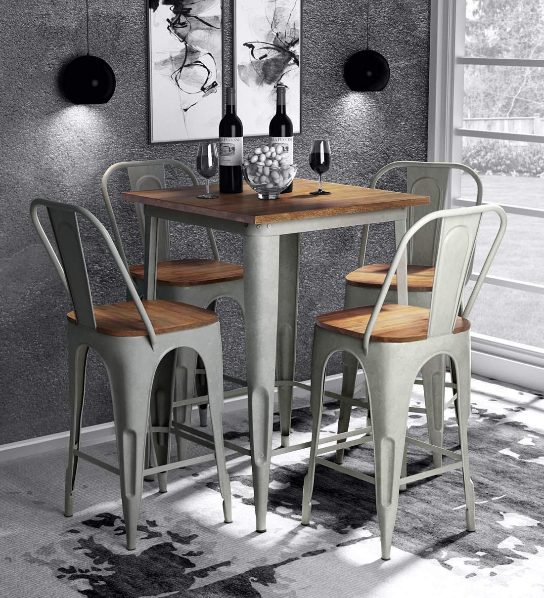 Buy Novo Bar Table Set In Zinc Colour Bohemiana By Pepperfry Online Bar Table Sets Bar Furniture Furniture Pepperfry Product