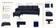 Norris Fabric LHS 6 Seater Sectional Sofa In Cool Cobalt Colour