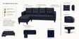 Norris Fabric LHS 6 Seater Sectional Sofa In Cool Cobalt Colour Norris Fabric LHS 6 Seater Sectional Sofa In Cool Cobalt Colour