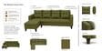 Norris Fabric LHS 6 Seater Sectional Sofa In Moss Green Colour