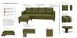 Norris Fabric LHS 6 Seater Sectional Sofa In Moss Green Colour Norris Fabric LHS 6 Seater Sectional Sofa In Moss Green Colour