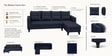 Norris Fabric RHS 6 Seater Sectional Sofa In Cool Cobalt Colour Norris Fabric RHS 6 Seater Sectional Sofa In Cool Cobalt Colour