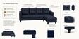 Norris Fabric RHS 6 Seater Sectional Sofa In Cool Cobalt Colour