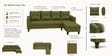 Norris Fabric RHS 6 Seater Sectional Sofa In Moss Green Colour Norris Fabric RHS 6 Seater Sectional Sofa In Moss Green Colour