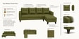 Norris Fabric RHS 6 Seater Sectional Sofa In Moss Green Colour