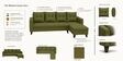 Norris Fabric RHS 6 Seater Sectional Sofa In Moss Green Colour