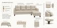 Norris Fabric RHS 6 Seater Sectional Sofa In Silk Cream Colour Norris Fabric RHS 6 Seater Sectional Sofa In Silk Cream Colour