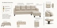 Norris Fabric RHS 6 Seater Sectional Sofa In Silk Cream Colour Norris Fabric RHS 6 Seater Sectional Sofa In Silk Cream Colour