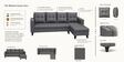 Norris Fabric RHS 6 Seater Sectional Sofa In Steel Grey Colour