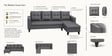 Norris Fabric RHS 6 Seater Sectional Sofa In Steel Grey Colour Norris Fabric RHS 6 Seater Sectional Sofa In Steel Grey Colour