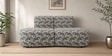 Nova Safari Sketch 3 Seater  Polyester Fabric Armless Sofa In White And Black Colour