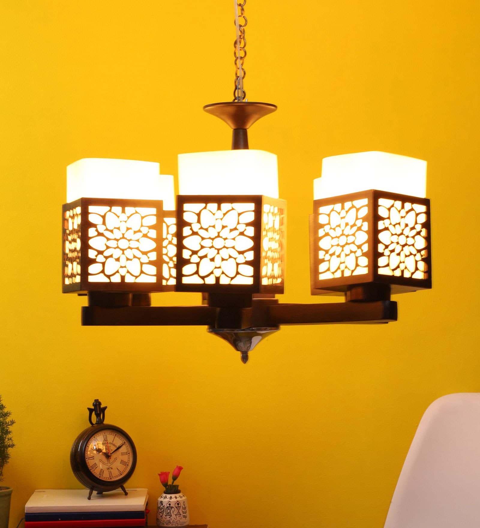 Grazia Black Metal Shaded Chandelier