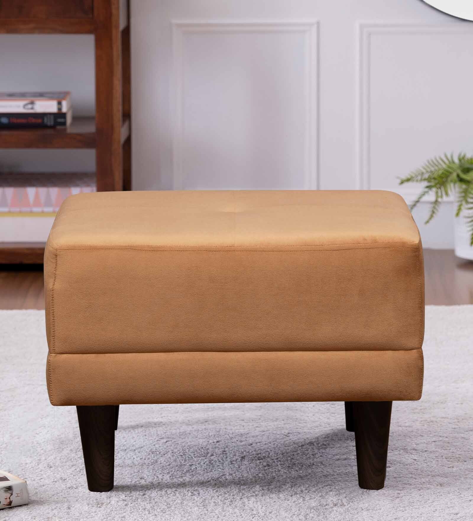 Noah Fabric Ottoman in Smoke Mustard Colour
