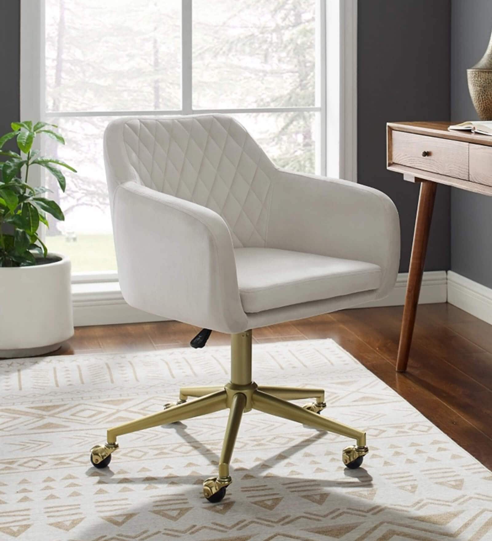 Noah Velvet Guest Chair In Off White Colour