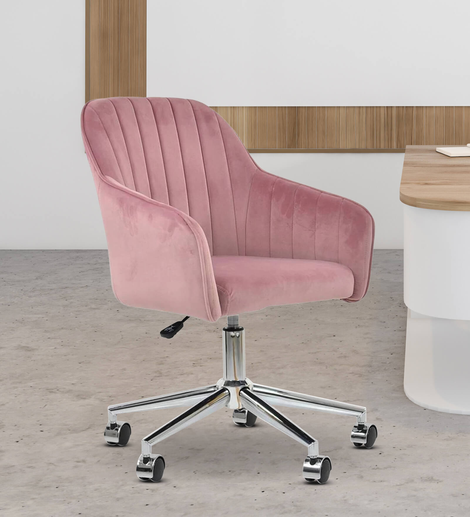 Noah Leatherette Guest Chair In Pink Colour