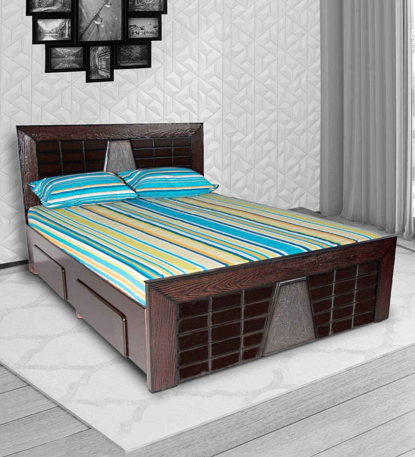 Noble King Size Bed with Storage in Dark Brown Colour