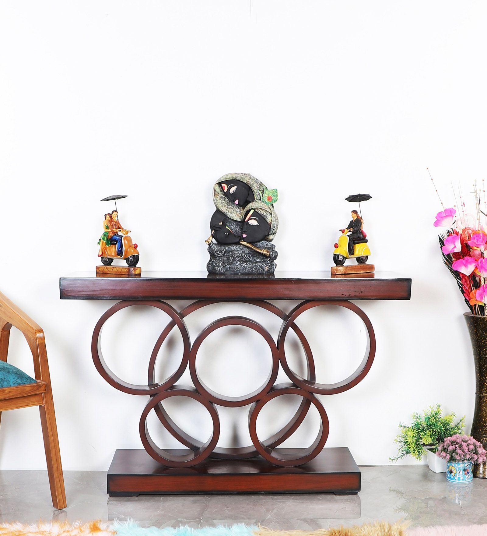 Noble Solid Wood Console Table in Brown Colour Noble Solid Wood Console Table in Brown Colour