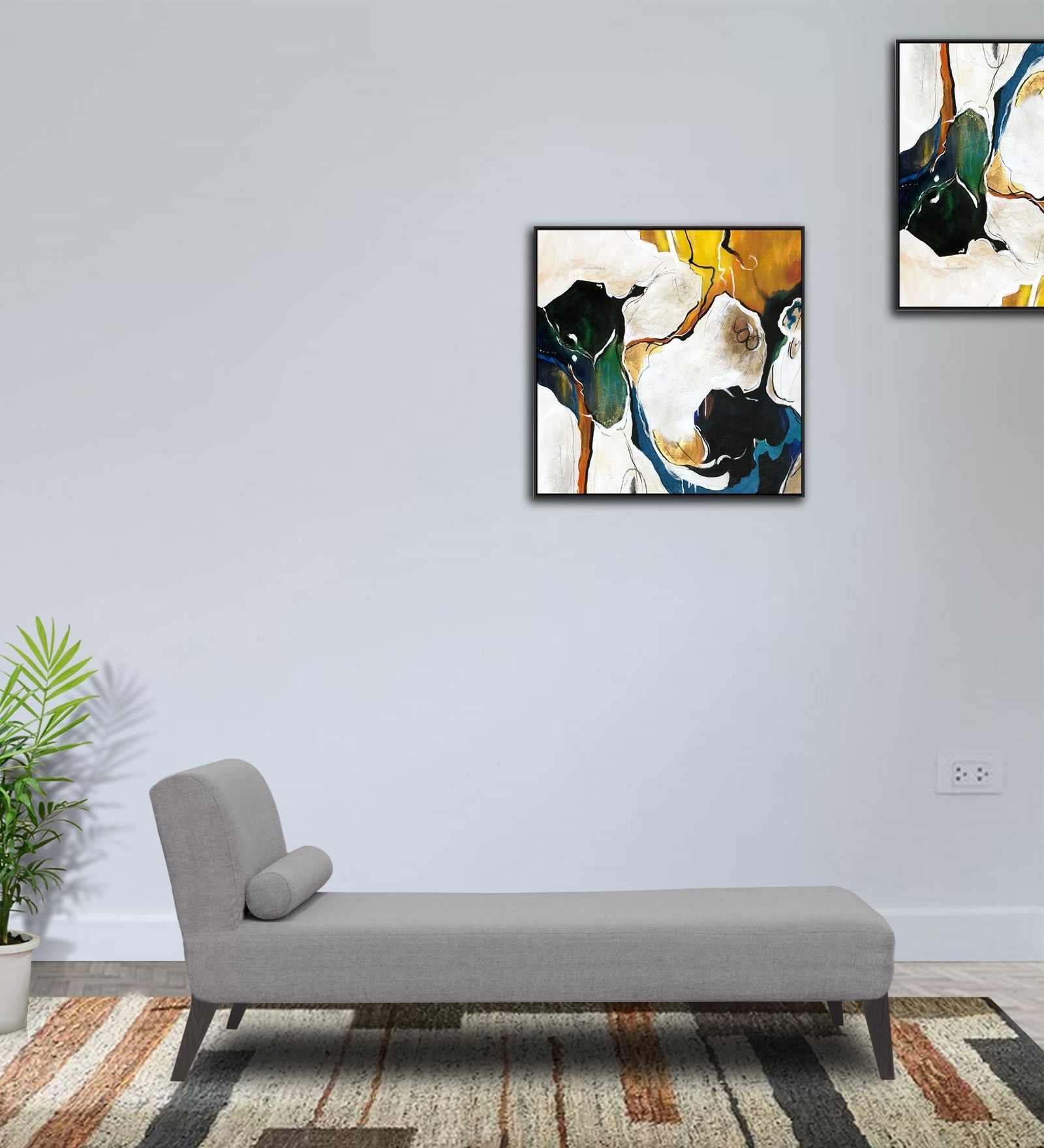 Noce RHS  Fabric Chaise Lounger In Lit Grey Colour