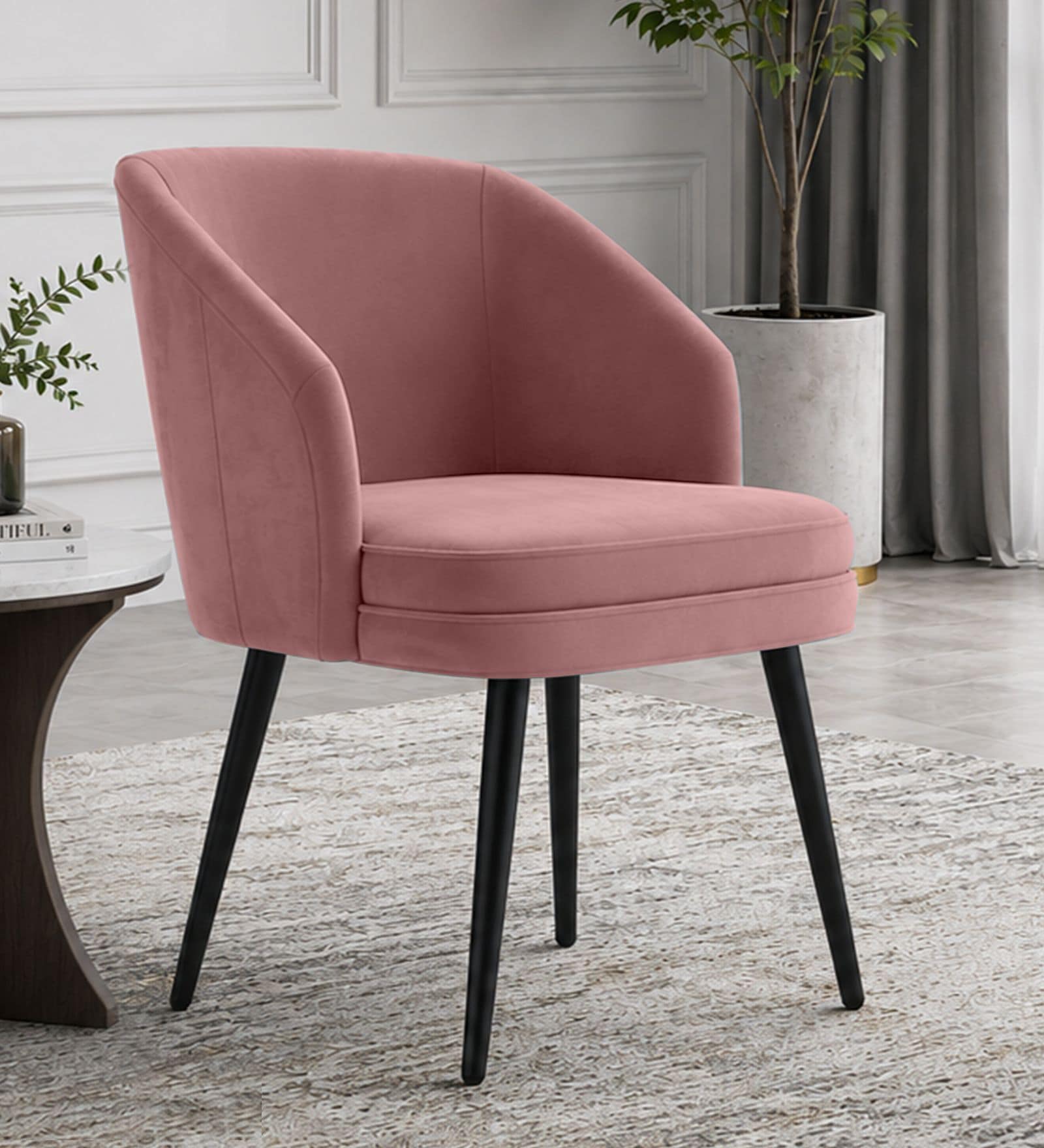 Noir Curve Luxe Accent Chair In Pink Colour