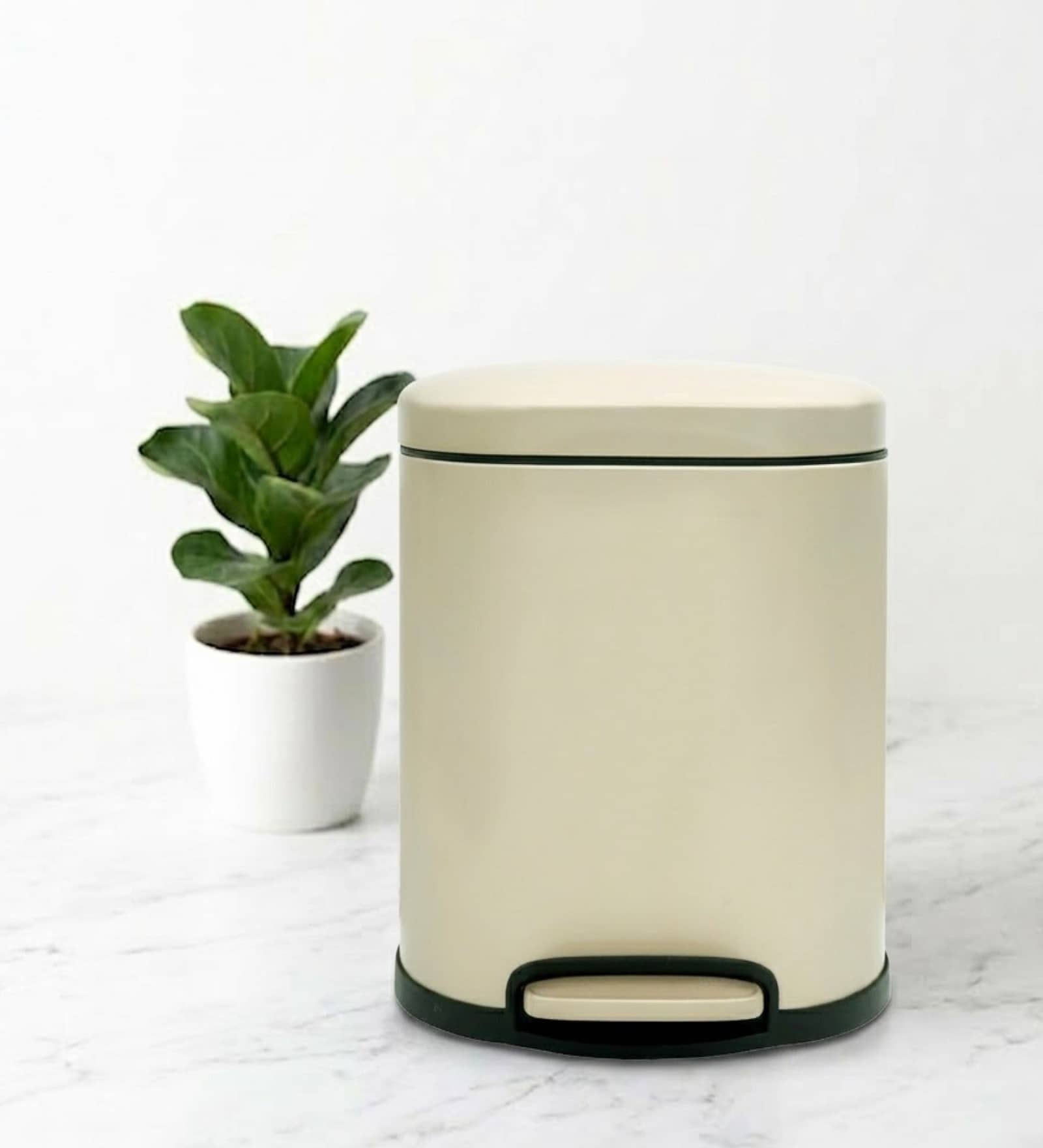 Beige Metal Noma Trash Bin 6 Ltr